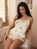Ayıcık Desenli Askılı Şortlu Pijama Takımı thumbnail 2