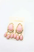 Taşlı Küpe - Pembe thumbnail 2
