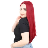 Fiber Sentetik Uzun Düz Peruk / Kızıl thumbnail 3