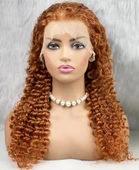 Gerçek Front Lace Tül Peruk / Afro Dalgalı / Bakır 70/75cm thumbnail 3