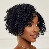 Siyah Kısa Afro Yan Tül Peruk thumbnail 2