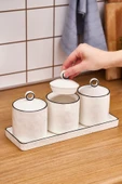 Karaca Lina Line Seramik 3'lü Standlı Vakumlu Kapaklı Baharat Takımı 400 Ml thumbnail 2