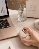 Ergonomik Tasarımlı Kablosuz Mouse Bluetooth ve USB Alıcılı thumbnail 1