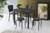 Smart Mutfak Masa 2 Sandalye 2 Tabure Set 60x90cm thumbnail 2