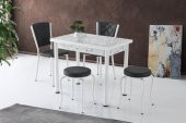 Smart Mutfak Masa 2 Sandalye 2 Tabure Set 60x90cm thumbnail 3