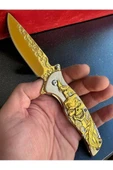 Katlanabilir Gold Kuru Kafa Model Çakı 21 cm thumbnail 1
