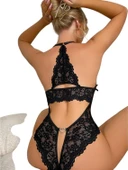 Kadın Dantel Bodysuit Transparan thumbnail 2