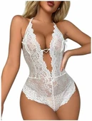 Kadın Dantel Bodysuit Transparan thumbnail 3