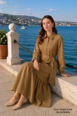NUSS 2040 DESENLİ ELBİSE- CAMEL thumbnail 5