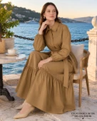 NUSS 2040 DESENLİ ELBİSE- CAMEL thumbnail 8