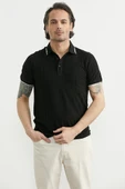 Regular Fit Polo Yaka Tişört - Siyah thumbnail 3
