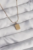 316L Çelik Gold Renk Kare Charm Model Kolye thumbnail 1