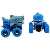 Köpek Balığı Sürtmeli Mekanik Monster Araba Gri 12 cm thumbnail 4