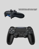 Bluetooth Kablosuz Ps4 Gamepad Çift Motorlu Siyah Controller thumbnail 4