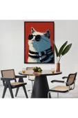 Trezon Ahşap Çerçeveli Cool Kedi Tablo-7643 thumbnail 8