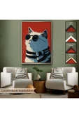 Trezon Ahşap Çerçeveli Cool Kedi Tablo-7643 thumbnail 6