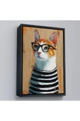 Trezon Ahşap Çerçeveli Cool Kedi Tablo-7644 thumbnail 3