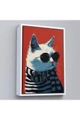 Trezon Ahşap Çerçeveli Cool Kedi Tablo-7577 thumbnail 4