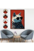 Trezon Ahşap Çerçeveli Cool Kedi Tablo-7577 thumbnail 7
