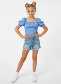 Çiçekli Kız Çocuk Crop Bluz thumbnail 4