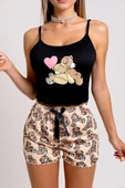 Ayıcık Desenli Askılı Şortlu Kadın Pijama thumbnail 1