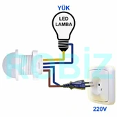 220V Hareket Pır Sensörü - Otomatik Lamba Sensörü 25cm Kablolu thumbnail 3