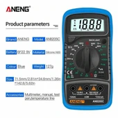 Aneng AN8205C Dijital Multimetre (Mavi) thumbnail 6