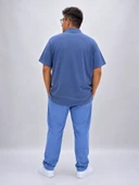 Büyük Beden Yakalı Waffle Kumaş Basic Erkek Tshirt thumbnail 4