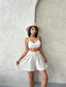 CJ Volanlı Keten Şort Bej S255058 thumbnail 6