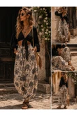 Oversize Etnik Şalvar – Siyah Ekru thumbnail 3