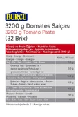 Burcu Domates Salçası 32 Brix Pet 3200 gr thumbnail 2