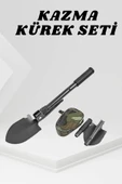 Katlanabilir Kamp Küreği Küçük Kazma Kürek Seti Pusulalı thumbnail 1