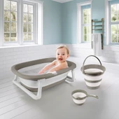 7273 KATLANABİLİR ÜÇLÜ BEBEK BANYO SETİ STONE GRİ thumbnail 1