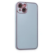iPhone 14 Plus Kılıf Coco Deri Silikon Kapak - Sky Blue thumbnail 3