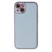 iPhone 14 Plus Kılıf Coco Deri Silikon Kapak - Sky Blue thumbnail 1