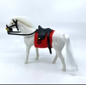 Livery Stable - Süvari Eyerli Beyaz Oyuncak At thumbnail 2