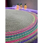 DecoHandy 39cm Neon Renkli Şeritli Jüt Örme Supla Amerikan Servis thumbnail 3
