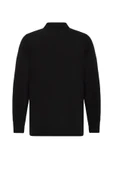Siyah Regular Desenli Polo Yaka Triko thumbnail 4