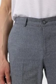 Lacivert Regular Armürlü Kanvas Pantolon thumbnail 5