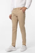 Bej Slim Fit Armürlü Kanvas Pantolon thumbnail 9