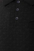 Siyah Regular Desenli Polo Yaka Triko thumbnail 3