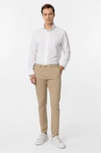 Bej Slim Fit Armürlü Kanvas Pantolon thumbnail 3