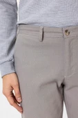 Bej Slim Fit Armürlü Kanvas Pantolon thumbnail 2