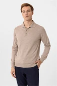 Siyah Regular Düz Polo Yaka Triko thumbnail 1