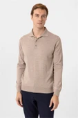 Siyah Regular Düz Polo Yaka Triko thumbnail 3
