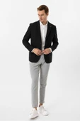 Siyah Regular Fit Mono Yaka 6 Drop Ceket thumbnail 2
