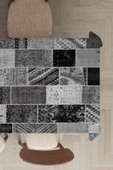 Gri Patchwork Desenli Dokuma Leke Tutmaz Masa Örtüsü MSO292 thumbnail 1