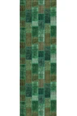 Yeşil Patchwork Desenli Premium Masa Örtüsü Runner RNR295 thumbnail 2