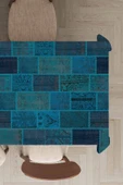 Turkuaz Patchwork Dokuma Leke Tutmaz Masa Örtüsü MSO294 thumbnail 1