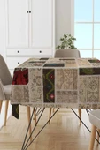 Krem Patchwork Dokuma Leke Tutmaz Masa Örtüsü MSO289 thumbnail 1